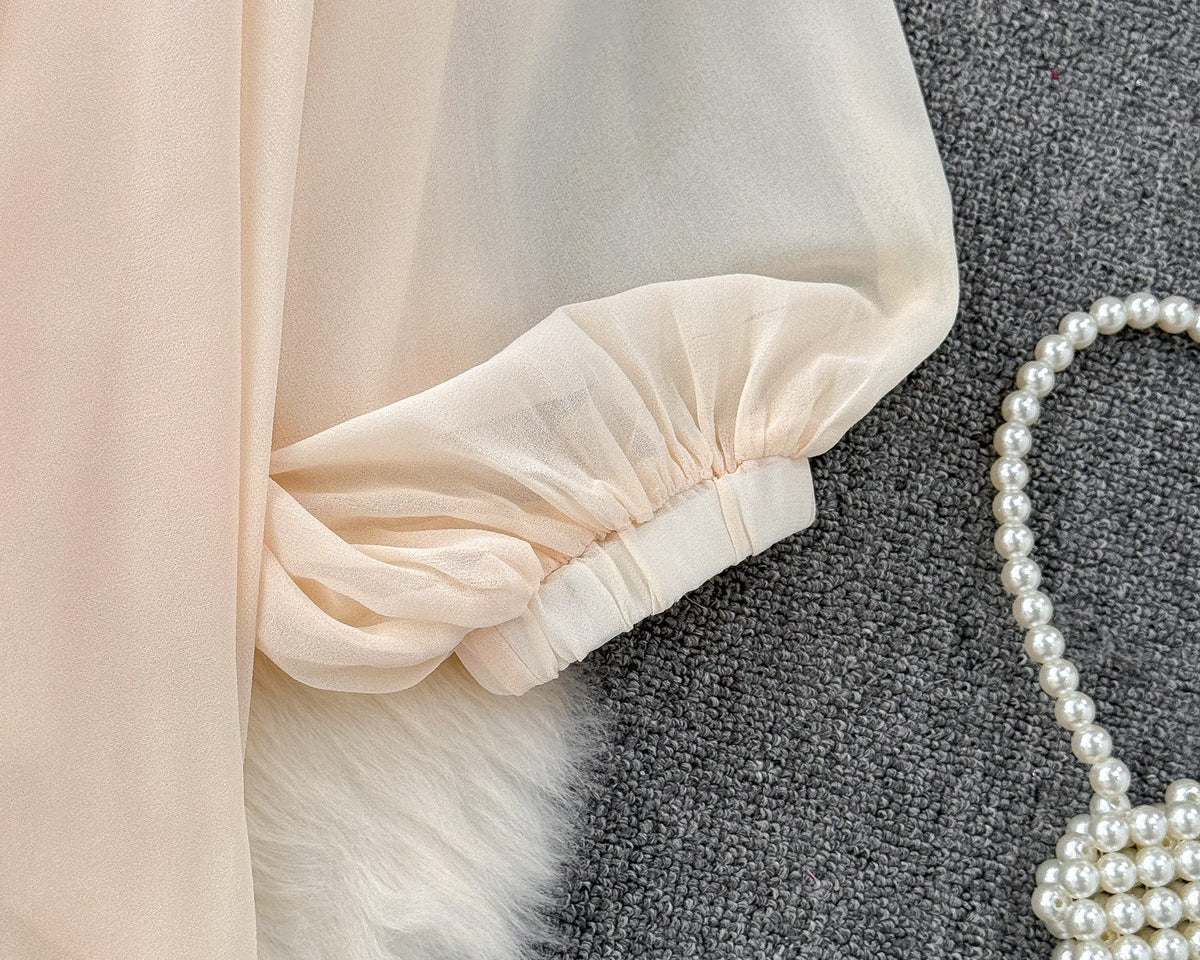 Düzensiz Tasarım Askısız Şifon Bluz