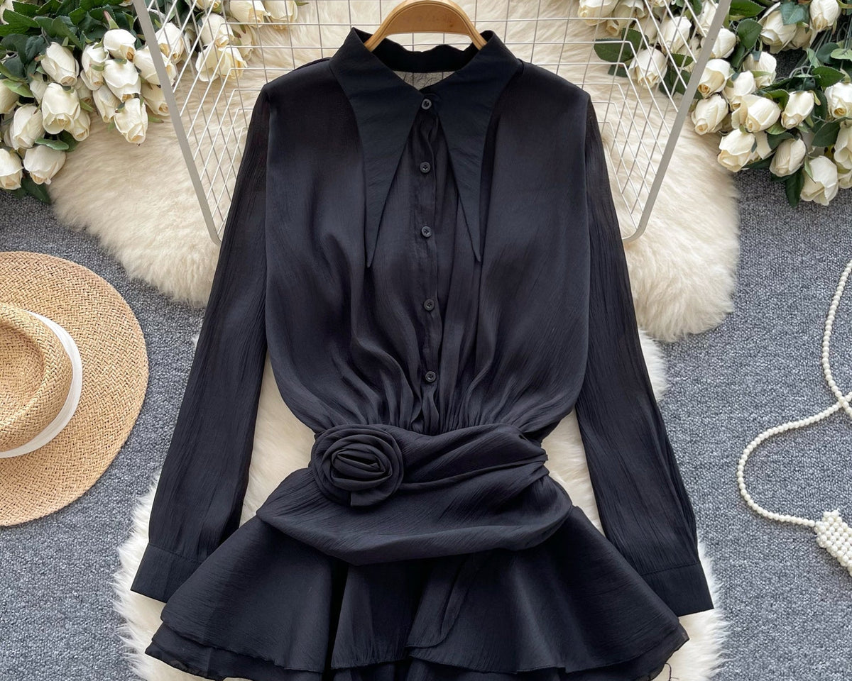 Düzensiz Tasarım Volanlı Şifon Bluz