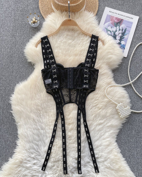 Niş Snap Düğme Dantel Atlet