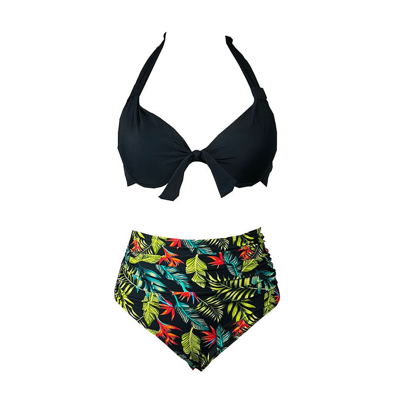 Düz Renkli Baskılı Mayo Plaj Bikini