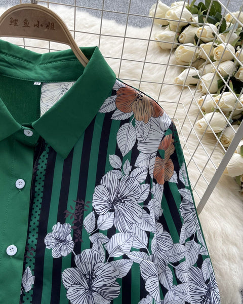 Çiçek Desenli Patcher Loose-fit Gömlek