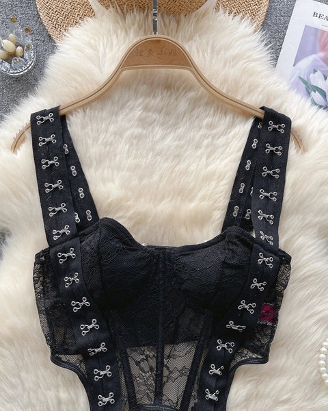 Niş Snap Düğme Dantel Atlet