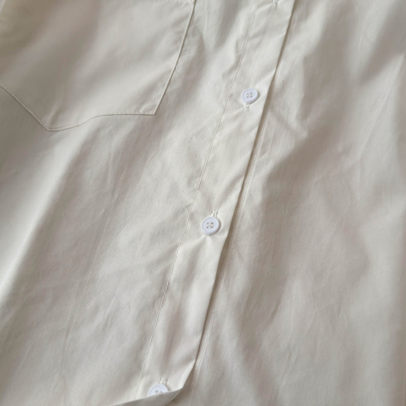 Çiçek Desenli Manşetli Patchwork Beyaz Gömlek