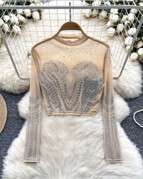 Boncuklu Yuvarlak Yaka Alt Tişört