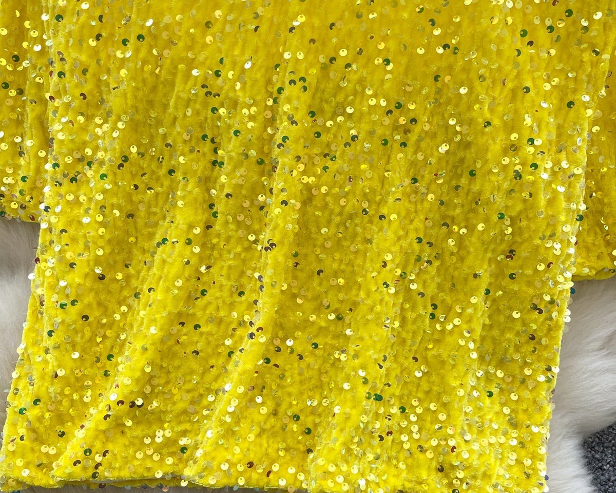 Crew Neck Payetli Kısa Tişört