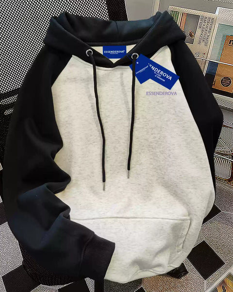 Basit Tasarım Patchwork Polar Kapşonlu Üst