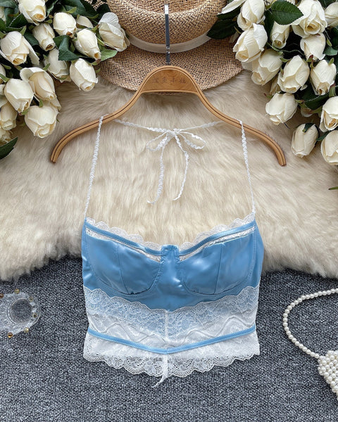 Sweetie Dantel Patchwork Halter Atlet