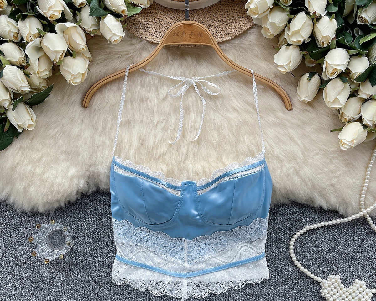 Sweetie Dantel Patchwork Halter Atlet