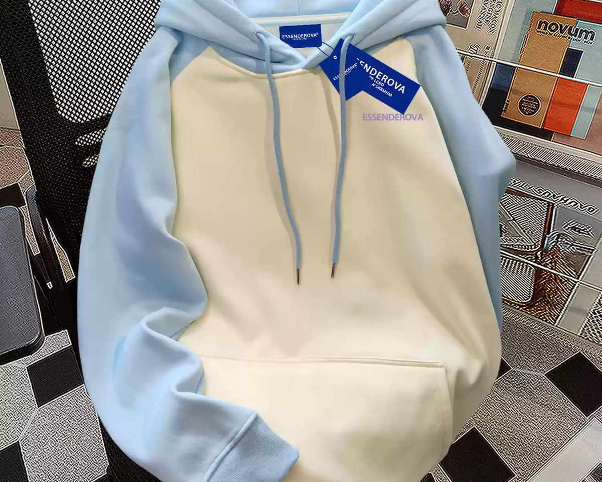 Basit Tasarım Patchwork Polar Kapşonlu Üst