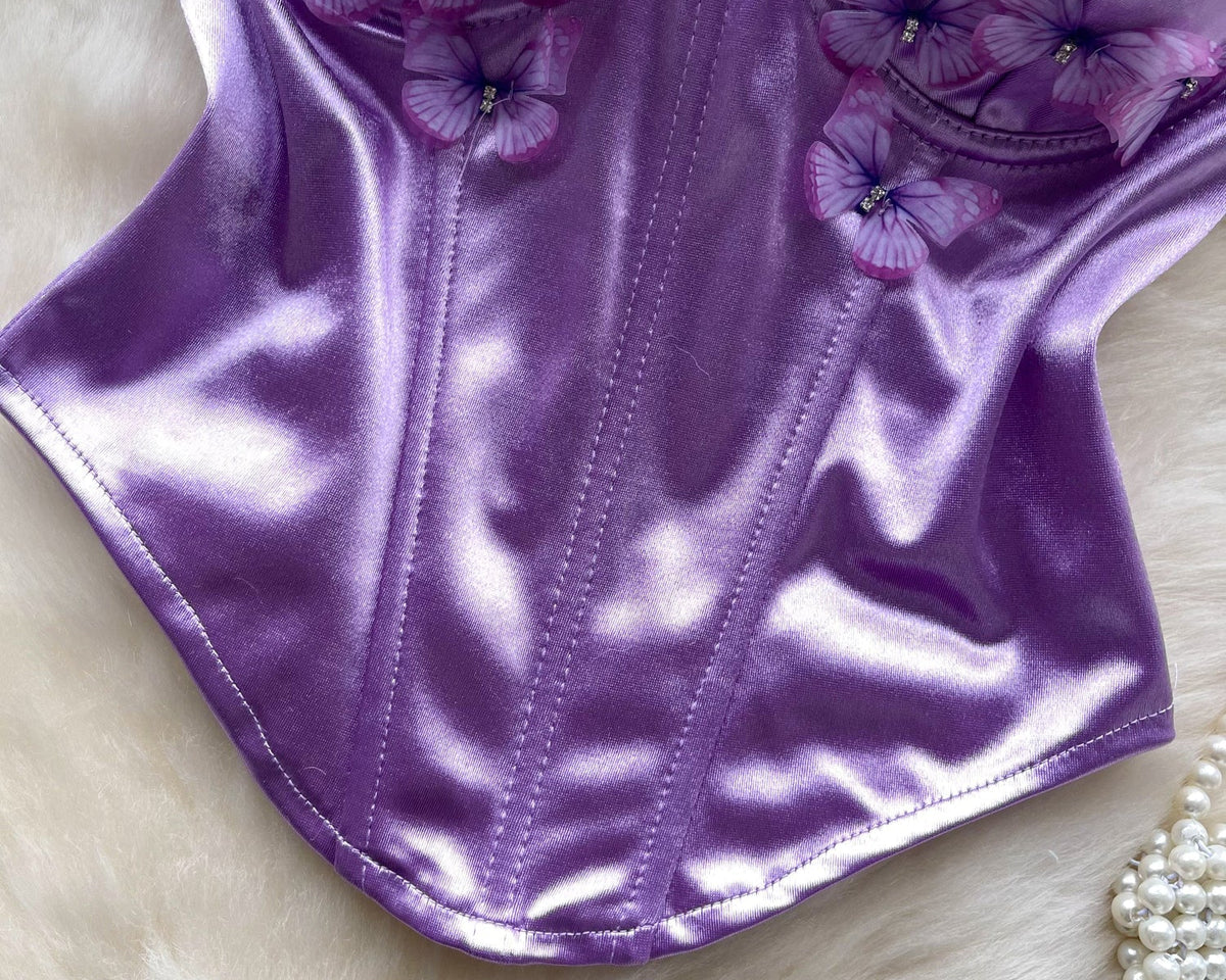 3D Kelebek Parlak Askısız Üst