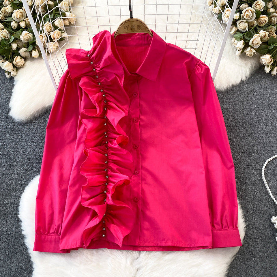 Niş Asimetrik Volanlı Bol Kesim Gömlek