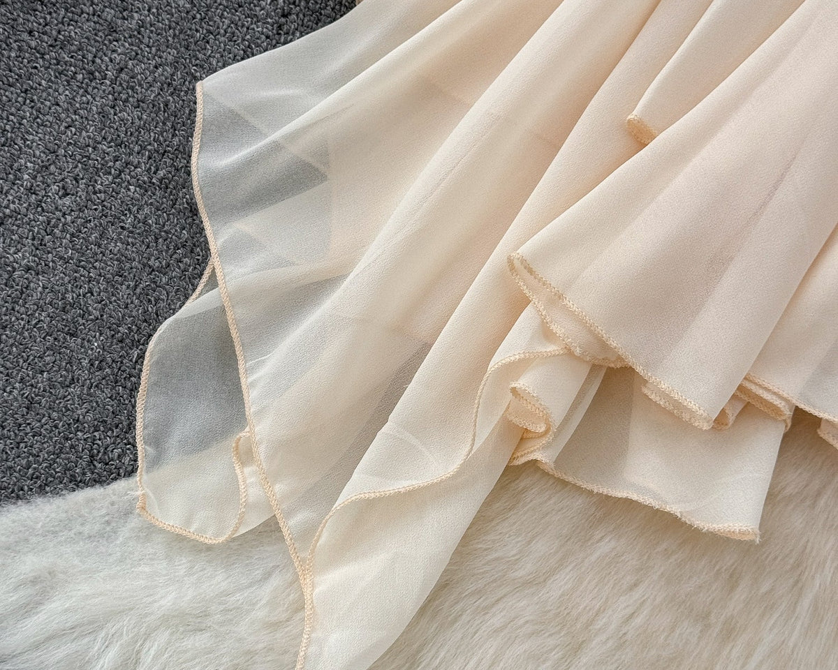 Düzensiz Tasarım Askısız Şifon Bluz