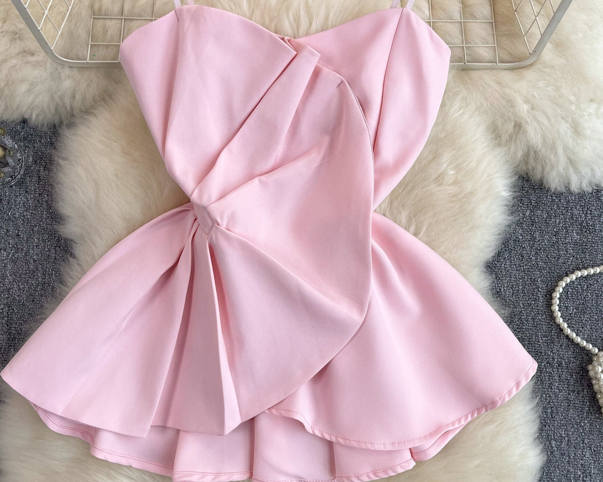 3D Volanlı Düz Renk Sırt Dekolteli Bluz