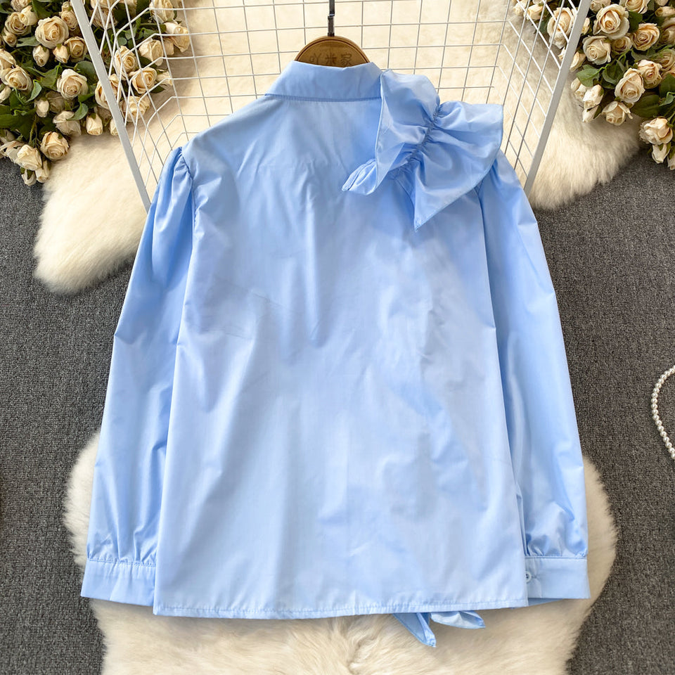 Niş Asimetrik Volanlı Bol Kesim Gömlek