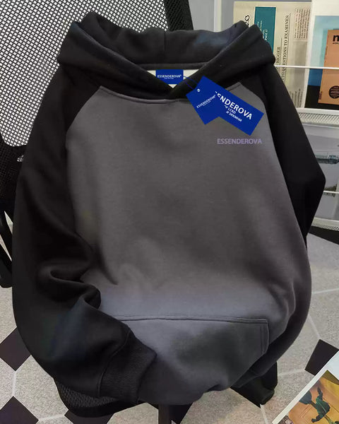 Basit Tasarım Patchwork Polar Kapşonlu Üst