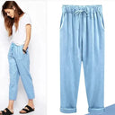  Light blue ankle-length pants