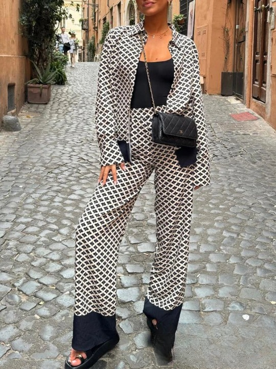 Anika | Vintage Casual Print Kadın Seti