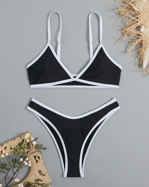 Basit Tasarım Renk Bloklama Bikini