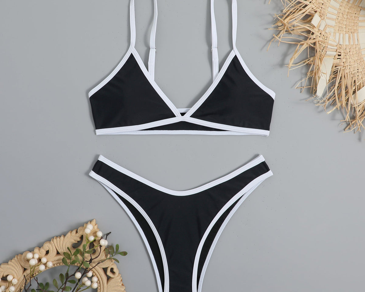 Basit Tasarım Renk Bloklama Bikini