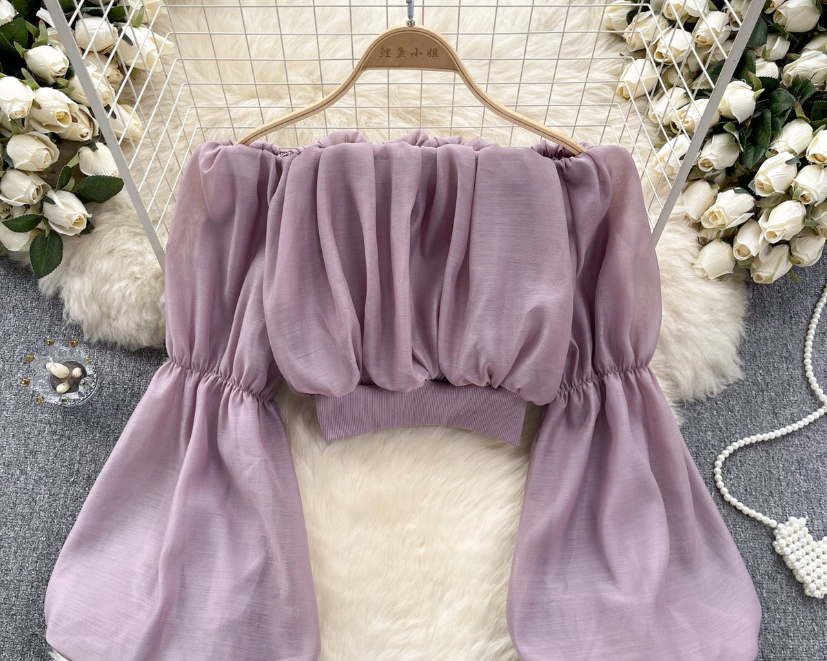 Seksiy Off-shoulder Volanlı Şifon Bluz