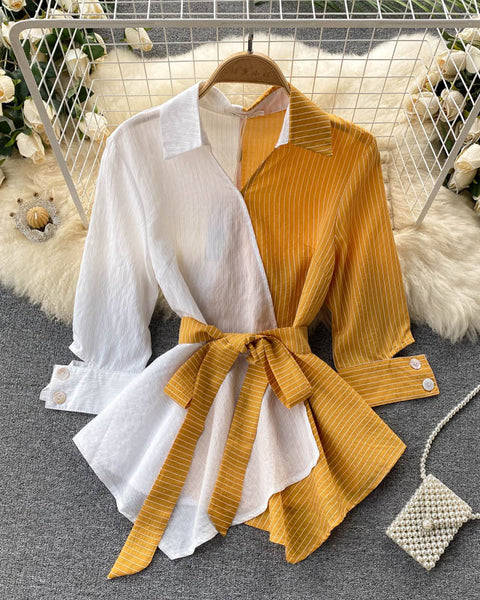 Çizgili Düzensiz Lotus Yaprağı Salıncak Dantel Üst