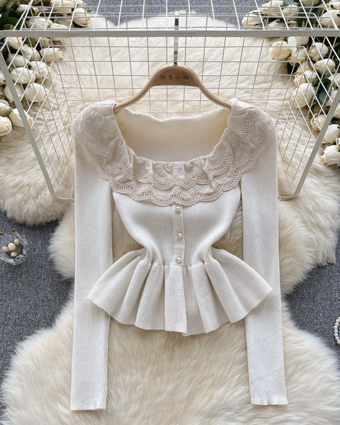 Sweetie Dantel Patchwork Volanlı Triko