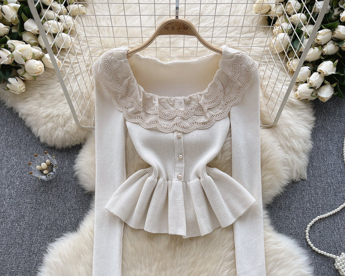 Sweetie Dantel Patchwork Volanlı Triko