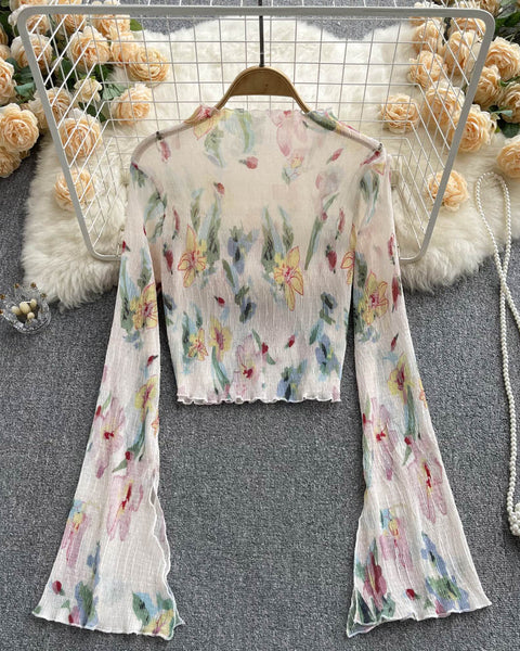 Şık Desenli Çiçekli Güneş Koruma Üstü