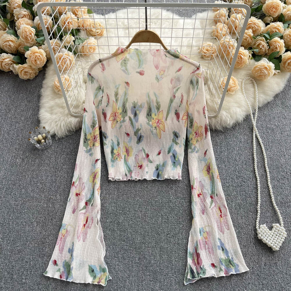 Şık Desenli Çiçekli Güneş Koruma Üstü