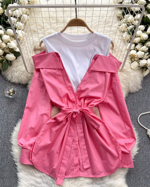 Niş Yapay İki Parça Patchwork Üst