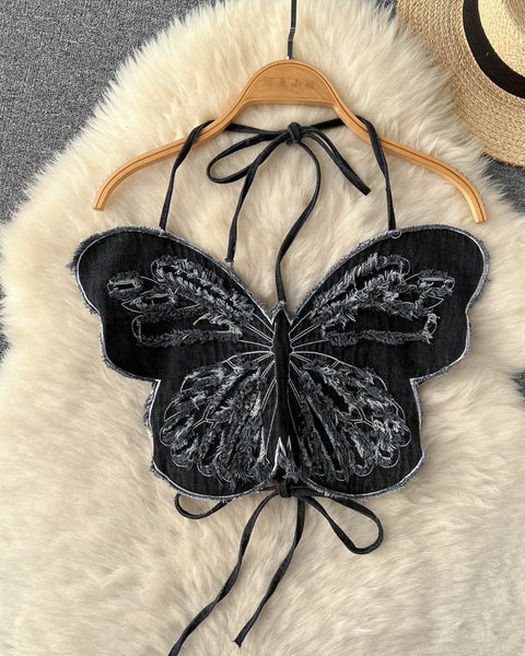 3D Kelebek Askılı Sırt Açık Üst