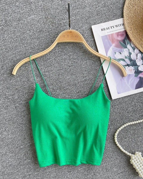 Basit Tasarım Şeker Renk Kolsuz Bluz