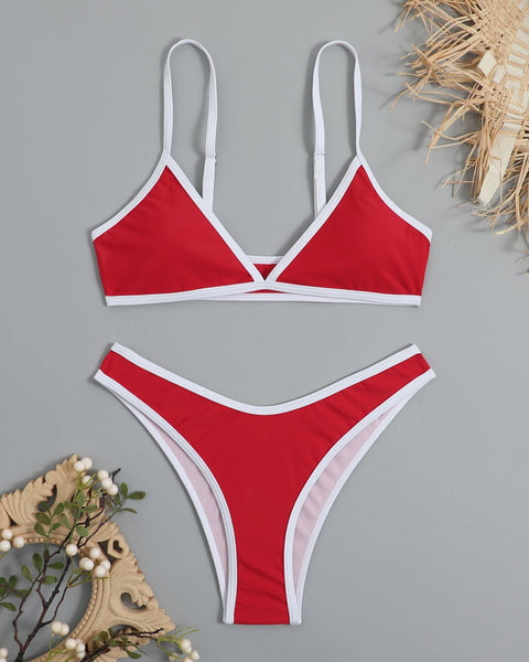 Basit Tasarım Renk Bloklama Bikini