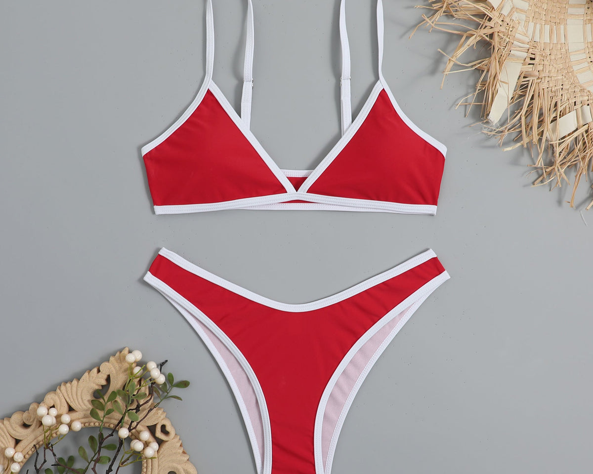 Basit Tasarım Renk Bloklama Bikini