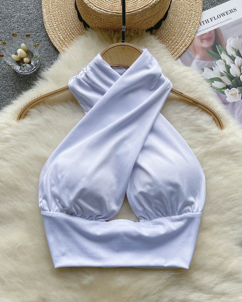 Şık Sırt Açık Çapraz Halter Üst