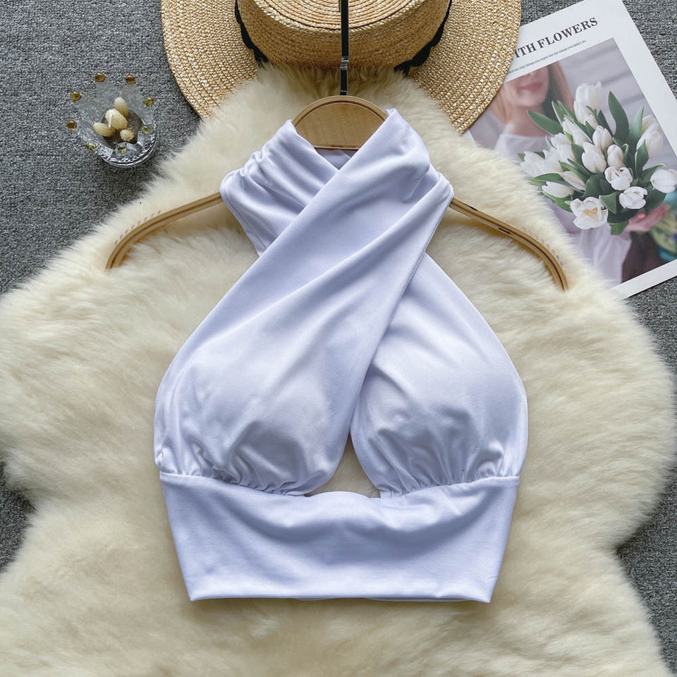 Şık Sırt Açık Çapraz Halter Üst