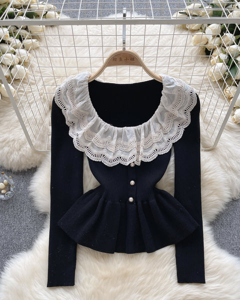 Sweetie Dantel Patchwork Volanlı Triko