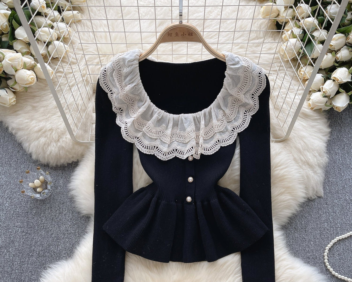 Sweetie Dantel Patchwork Volanlı Triko