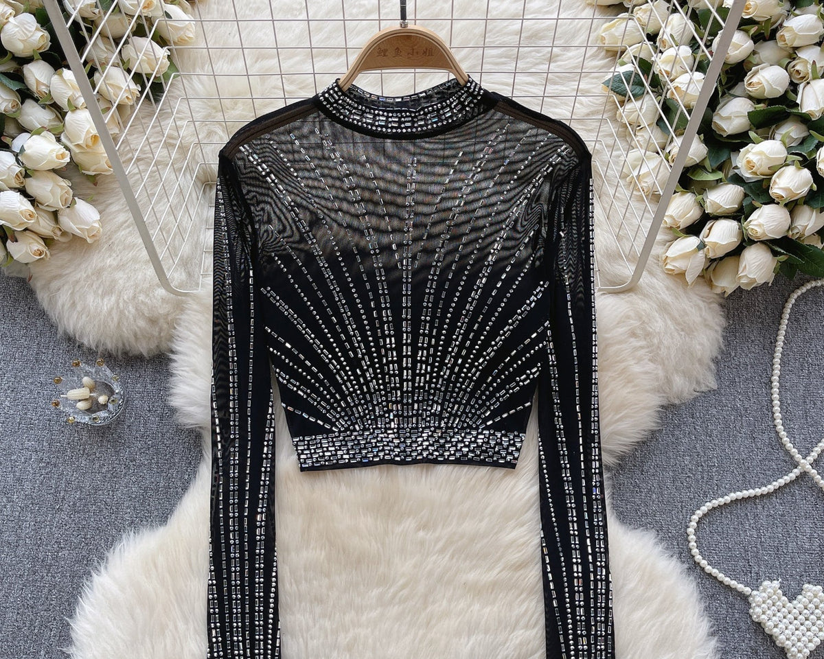 Boncuklu Şeffaf Alt Tişört