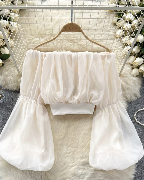 Seksiy Off-shoulder Volanlı Şifon Bluz