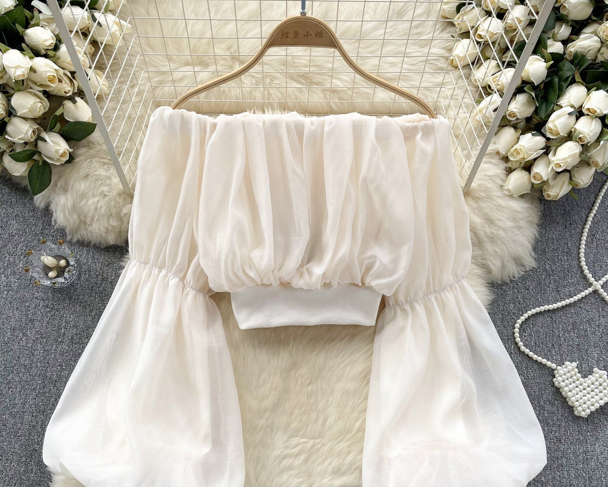 Seksiy Off-shoulder Volanlı Şifon Bluz