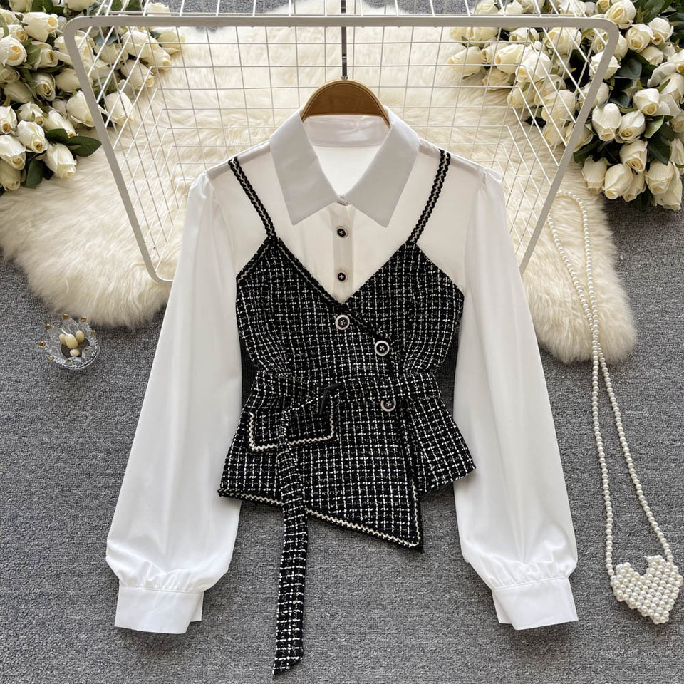 Çizgili Panelli Uzun Kollu Gömlek