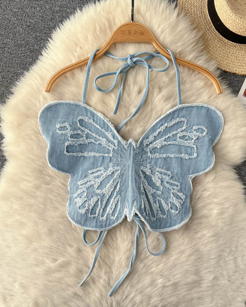 3D Kelebek Askılı Sırt Açık Üst