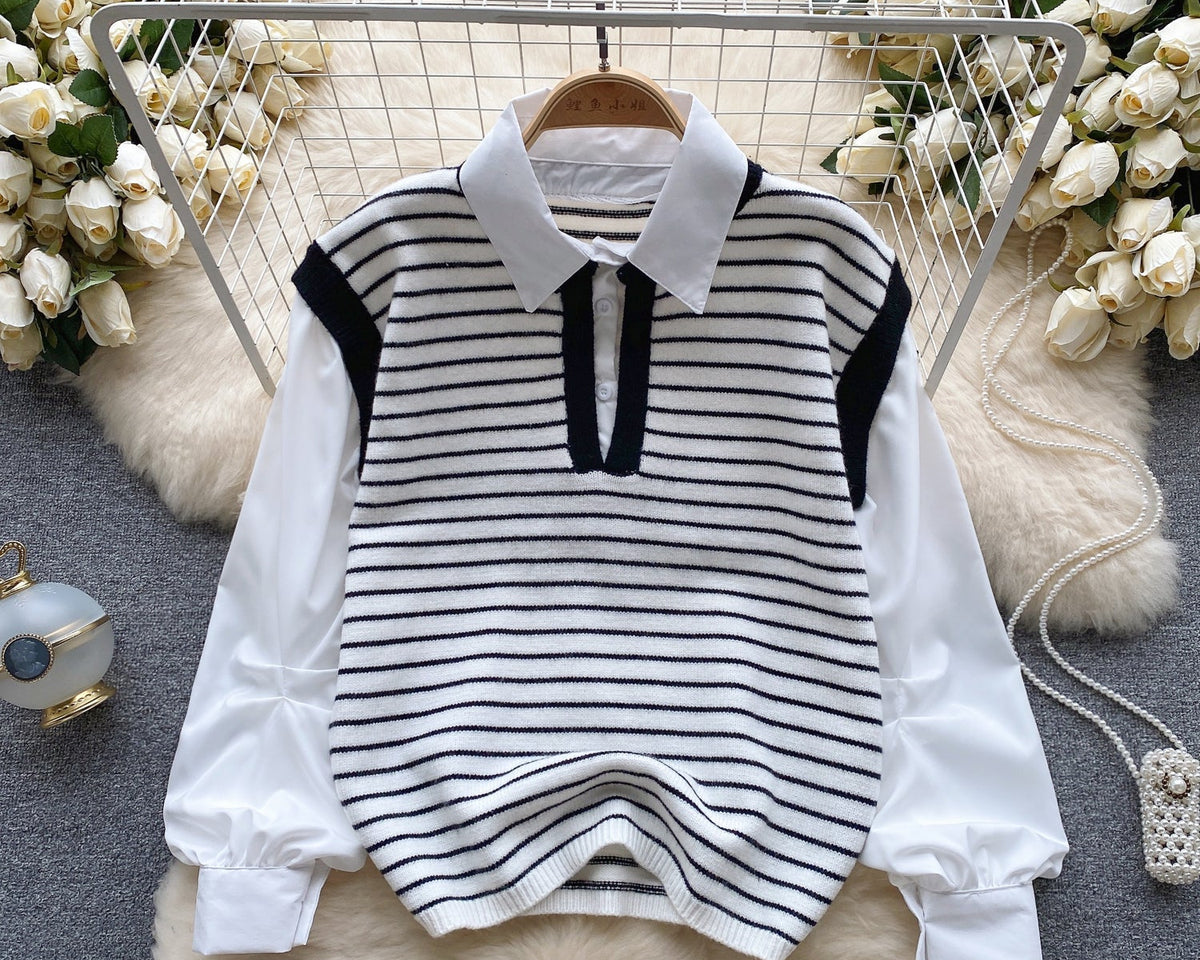 Sahte İki Parça Pachtwork Şerit Üst