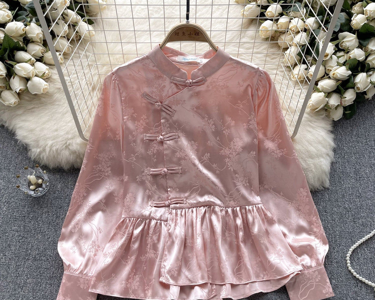 Çin Tarzı Volanlı Balon Kol Bluz