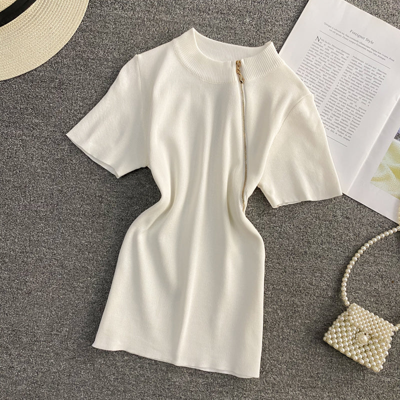 Asia Style Fermuar Detaylı T-Shirt