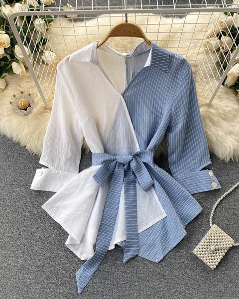 Çizgili Düzensiz Lotus Yaprağı Salıncak Dantel Üst