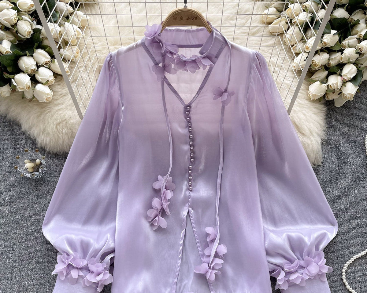 Kurumsal Dantel Saten Gömlek Ribbons ile