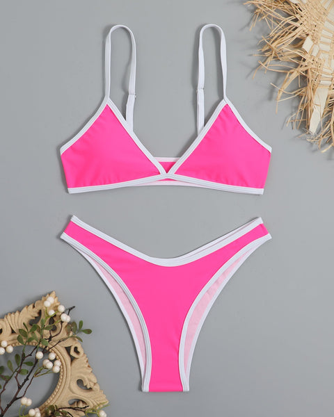 Basit Tasarım Renk Bloklama Bikini