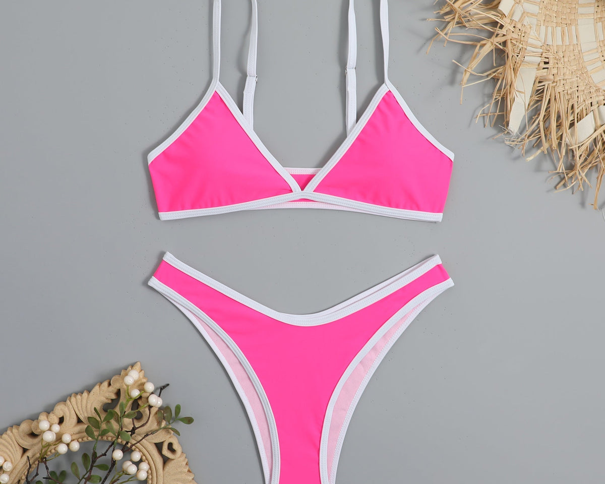 Basit Tasarım Renk Bloklama Bikini